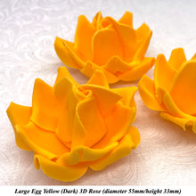 Large Bright Egg Yellow Orange 3D Non-Wired Sugar Roses in 3 tones 55mm