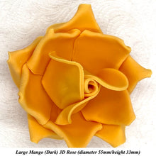 Large Mango Yellow Orange 3D Non-Wired Sugar Roses in 3 tones 55mm