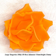 Large Tangerine Orange 3D Non-Wired Sugar Roses in 3 tones 55mm