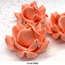 Large Coral Orange 3D Non-Wired Sugar Roses in 3 tones 55mm
