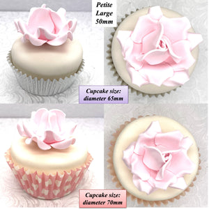 Non-Wired Pink Petite Large 3D Sugar Roses Smaller Petal 50mm