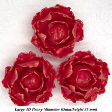 Rose Gold Sparkle-Tip Ruby Red 3D Non-Wired Large Sugar Peonies