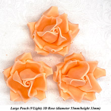 Large Peach Orange 3D Non-Wired Sugar Roses in 3 tones 55mm
