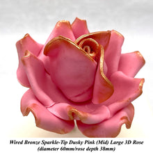 Wired Bronze Sparkle-Tip Dusky Pink Roses Sugar Roses Large & XLarge+ Sizes
