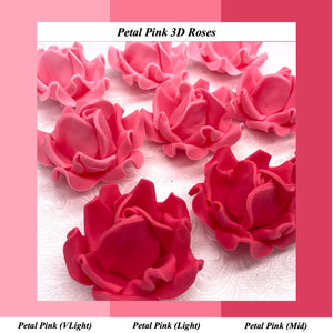 Non-wired Large 3D Warm Strawberry Pink Sugar Roses in 3 tones 55mm
