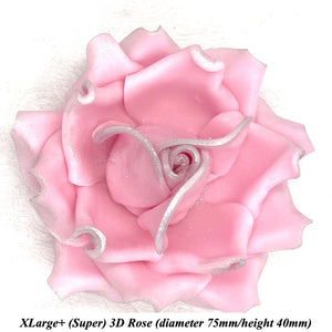 Light Silver Sparkle-Tip Pink Sugar Roses 3SIZES NON WIRED White/Pink Sparkle Tip Options