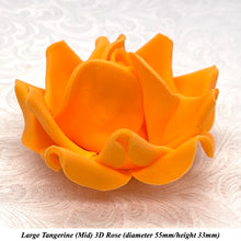 Large Tangerine Orange 3D Non-Wired Sugar Roses in 3 tones 55mm