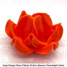 Large Bright Orange 3D Non-Wired Sugar Roses in 3 tones 55mm