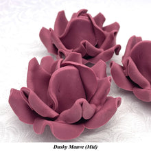 Large Deep Dusky Mauve Wine 3D Non-Wired Sugar Roses in 3 tones 55mm