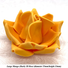 Large Mango Yellow Orange 3D Non-Wired Sugar Roses in 3 tones 55mm