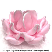 Light Silver Sparkle-Tip Pink Sugar Roses 3SIZES NON WIRED White/Pink Sparkle Tip Options