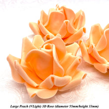Large Peach Orange 3D Non-Wired Sugar Roses in 3 tones 55mm