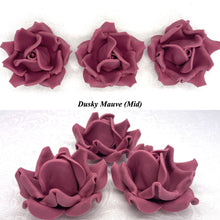 Large Deep Dusky Mauve Wine 3D Non-Wired Sugar Roses in 3 tones 55mm