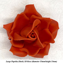 Large Burnt Orange Paprika 3D Non-Wired Sugar Roses in 3 tones 55mm