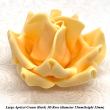 Large Apricot Cream Orange 3D Non-Wired Sugar Roses in 3 tones 55mm