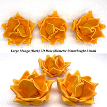 Large Mango Yellow Orange 3D Non-Wired Sugar Roses in 3 tones 55mm
