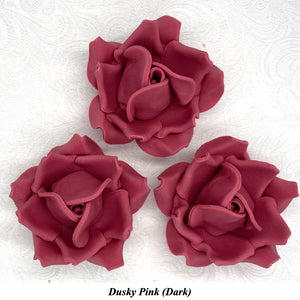 Large Dusky PInk 3D Non-Wired Sugar Roses in 3 tones 55mm