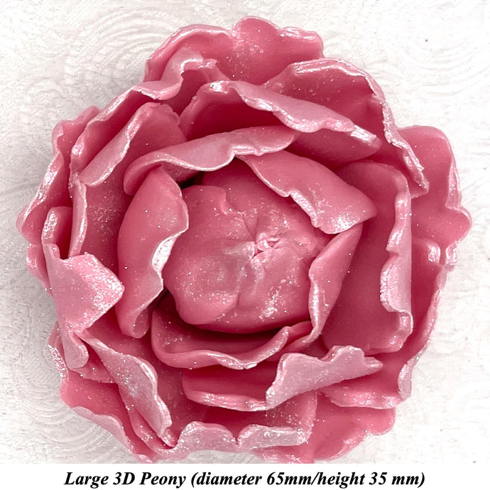 White Sparkle-Tip Dusky Pink 3D Non-Wired Large Sugar Peonies