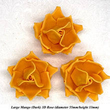 Large Mango Yellow Orange 3D Non-Wired Sugar Roses in 3 tones 55mm
