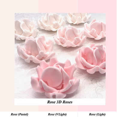 Non-wired Large 3D Light Pink Sugar Roses in 3 tones 55mm