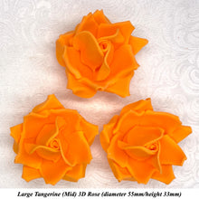 Large Tangerine Orange 3D Non-Wired Sugar Roses in 3 tones 55mm