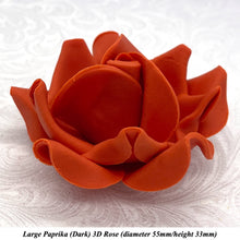 Large Burnt Orange Paprika 3D Non-Wired Sugar Roses in 3 tones 55mm