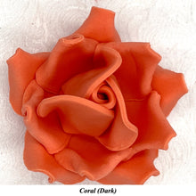 Large Coral Orange 3D Non-Wired Sugar Roses in 3 tones 55mm
