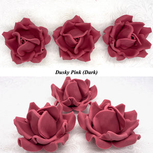 Large Dusky PInk 3D Non-Wired Sugar Roses in 3 tones 55mm