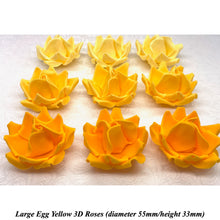 Large Bright Egg Yellow Orange 3D Non-Wired Sugar Roses in 3 tones 55mm