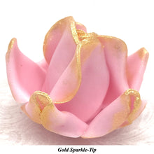 Gold Sparkle-Tip Pink 3D Non-Wired Large Sugar Peonies