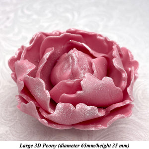 White Sparkle-Tip Dusky Pink 3D Non-Wired Large Sugar Peonies