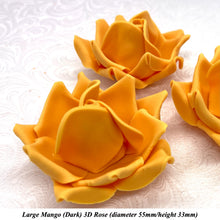 Large Mango Yellow Orange 3D Non-Wired Sugar Roses in 3 tones 55mm