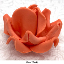 Large Coral Orange 3D Non-Wired Sugar Roses in 3 tones 55mm