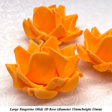 Large Tangerine Orange 3D Non-Wired Sugar Roses in 3 tones 55mm
