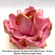 Wired Bronze Sparkle-Tip Dusky Pink Roses Sugar Roses Large & XLarge+ Sizes