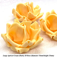 Large Apricot Cream Orange 3D Non-Wired Sugar Roses in 3 tones 55mm