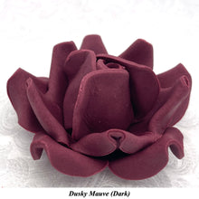 Large Deep Dusky Mauve Wine 3D Non-Wired Sugar Roses in 3 tones 55mm