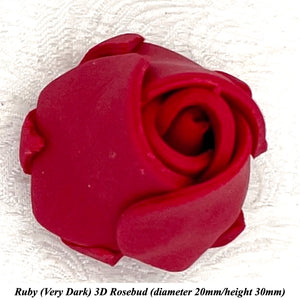 Non-Wired 4 Sizes 3D Rich Ruby Red Sugar Roses Standard Petal 20mm-65mm