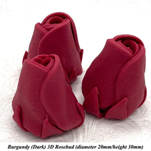 Non-Wired 4 Sizes 3D Rich Ruby Red Sugar Roses Standard Petal 20mm-65mm