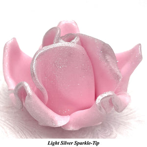 Gold Sparkle-Tip Pink 3D Non-Wired Large Sugar Peonies