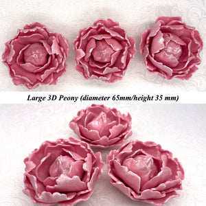 White Sparkle-Tip Dusky Pink 3D Non-Wired Large Sugar Peonies