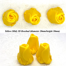 Yellow 3D Sugar Non-Wired Roses  3 SHADES 4 SIZES