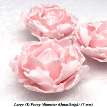 White Sparkle-Tip Pink 3D Non-Wired Large Sugar Peonies