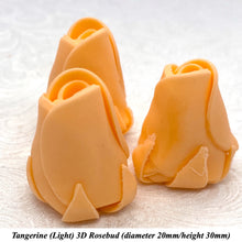 Tangerine Orange 3D Sugar Non-Wired Roses  3 SHADES 4 SIZES