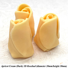 Apricot Cream Orange 3D Sugar Non-Wired Roses  3 SHADES 4 SIZES