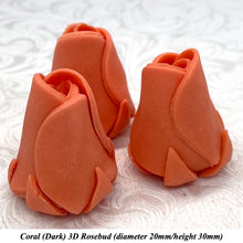 Coral Orange 3D Sugar Non-Wired Roses  3 SHADES 4 SIZES