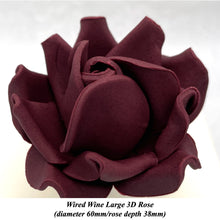 Dusky Pink Mauve Maroon Wine Wired Large 3D Sugar Roses Standard Petal 60 mm