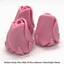 Dusky PInk 3D Sugar Non-Wired Roses  3 SHADES 4 SIZES