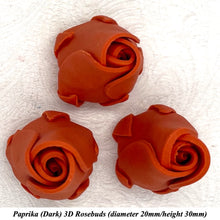 Burnt Orange Paprika 3D Sugar Non-Wired Roses  3 SHADES 4 SIZES