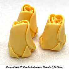 Mango Yellow Orange 3D Sugar Non-Wired Roses  3 SHADES 4 SIZES